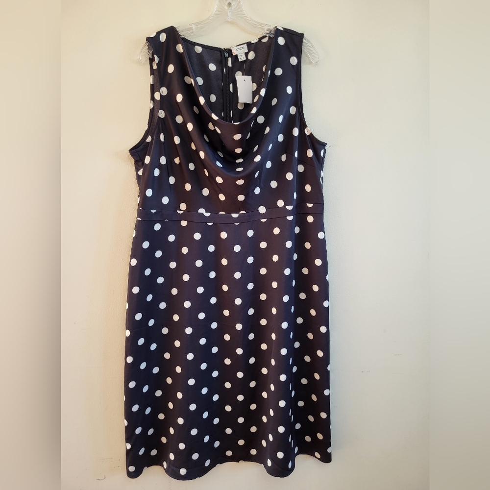 J. Crew Polka Dot Cowl Neck Dress Sleeveless Size: 18